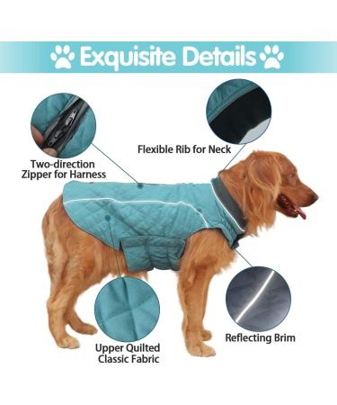 EMUST Winter Dog Jacket for Medium Dogs - Thick Boy Coat for Cold Weather in Turquoise - 7 Sizes & 13 Colors Available - Buy Online on GoSupps.com
