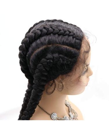 Buy Rainahair 1B Wig with Black Braids - 76.2 cm Heat-Resistant Synthetic Wig for Women | Baby Hair & Pointed Strands - Buy Online on GoSupps.com