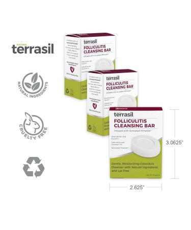 Terrasil Folliculitis Soap - Calendula-Infused Natural Bar for Folliculitis Relief - Anti-Itch Treatment - 3 Pack, 75gm Bars - Buy Online on GoSupps.com