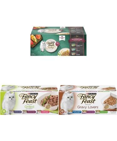 Fancy Feast Wet Cat Food Elegant Medleys Florentine & Fancy Feast Wet Cat Food Grilled in Gravy Variety Pack 85g & Fancy Feast Wet Cat Food Gravy Lovers Variety Pack 85 g