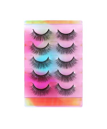 5 Pairs Natural False Eye Lashes 3D Multi-Layer Fake Eyelashes Extension Dense and Fluffy False Eyelash Cluster Naturally Curled False Eyelashes for Women Eye Makeup Type 4