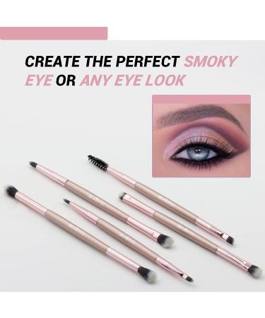 Double Sided EyeShadow Brush Set - 5 Pcs Professional Makeup Brushes in Rose Gold - Buy Online on GoSupps.com