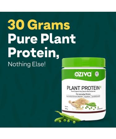 O-Zi-va Organic Plant Protein for Everyday Fitness | 30g Protein - Pea Isolate | Complete Plant Protein Powder | No Added Sugar Certified Clean & Vegan (Unflavoured 500g) - Buy Online on GoSupps.com