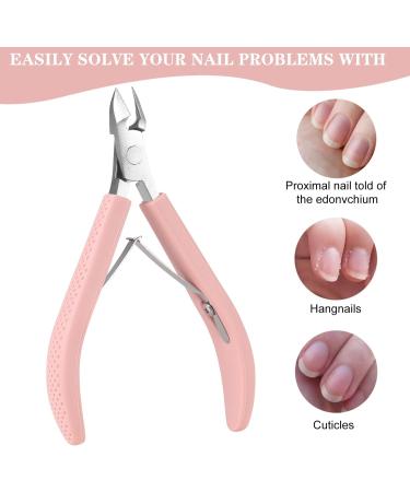 Arcjunys 4 Pcs Cuticle Trimmer with Cuticle Pusher Cuticle Remover Professional Stainless Steel Cuticle Cutter Clipper Cuticle Nippers Manicure Pedicure Tools for Fingernails and Toenails Pink - Buy Online on GoSupps.com