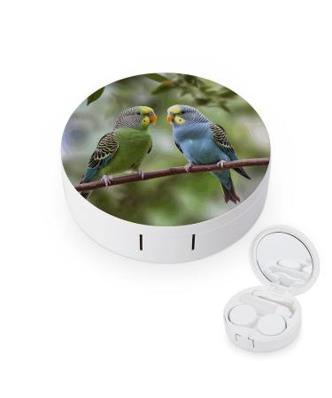 Contact Lens Case Blue And Green Parakeets Print Plastic Contact Lens Case contact Lens Care Box ontact Lens Travel Box