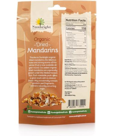 Organic Dried Mandarines Sun Dried Mandarines Snack Dried Fruit USDA Organic 6.36 Oz - Buy Online on GoSupps.com