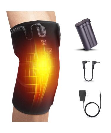 HOOCUCO Heated Knee Brace Wrap Support Portable Rechargeable Knee Heating Pad for Knee Injury  Cramps Arthritis Recovery  Torn Meniscus  Muscles Pain Relief  for Men Women