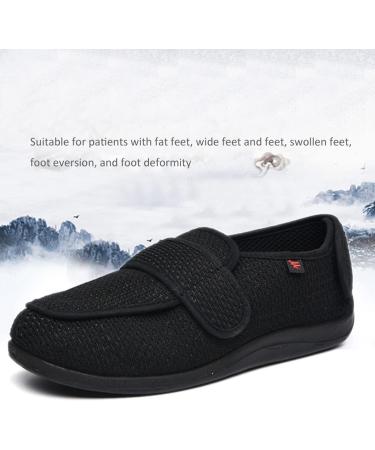 LEEWE Diabetic Shoes - Orthopaedic Touch Fastening Slippers for Diabetic Arthritis Edema Neuropathy - Black, Size 44 - Buy Online on GoSupps.com