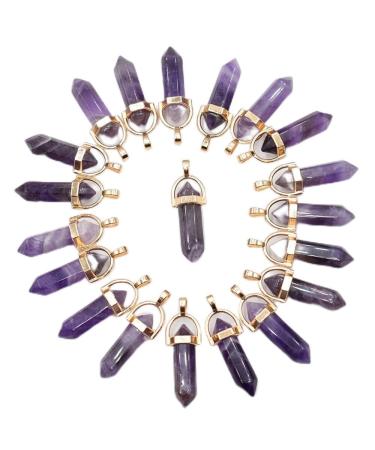 RVBLRDSE natural stone pendant 20pcs/lot Natural Stone Amethysts Hexagonal Pendants for Jewelry Making Pendant Pendant Opal stone