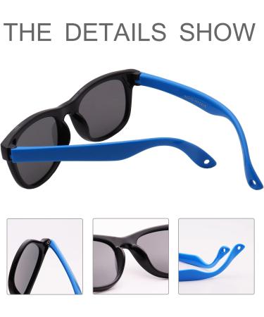 FOURCHEN Flexible Polarized Baby Sunglasses | Infant Toddler Strap Age 0-3 | Blackblue - Buy Online on GoSupps.com
