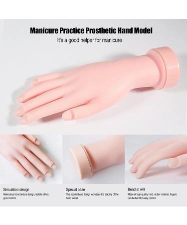 Bueuo Flexible Movable Nail Practice Hand with 60 Replaceable Nail Tips - White Complexion - Buy Online on GoSupps.com