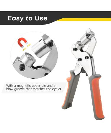 Acymner Handheld Hole Punch Pliers Grommet Tool Kit with 500PCS 3/8 Inch Silver Eyelets - Buy Online on GoSupps.com