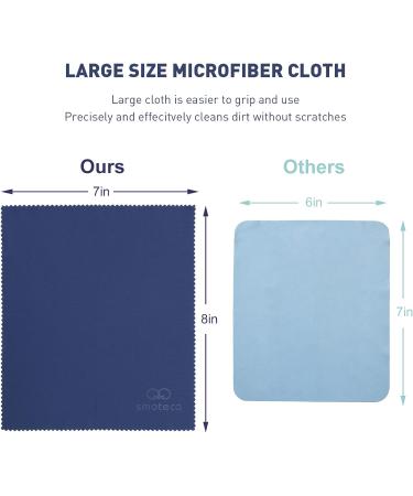 Reusable Microfiber Lens Cleaning Cloth Larger Size 8"x7" in Individual Vinyl Pouches Safe for All Glasses and Screens (Blue - 12 Pack) - Buy Online on GoSupps.com