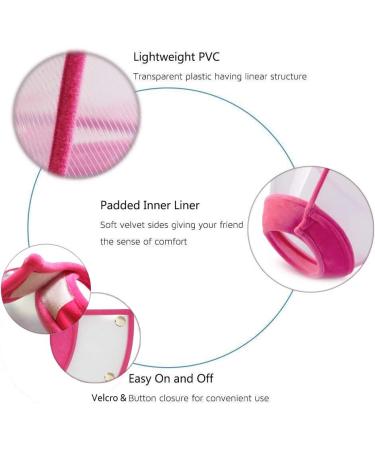 Adjustable Recovery Cat Cone Dog Collar | Clear Padded E-Collar for Cats and Puppies - Pink - M Size - Buy Online on GoSupps.com