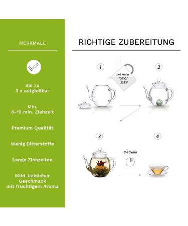 Creano Blooming Tea Gift Set - 6 Flowering Green Teas in Heart-Shaped Wooden Box | Perfect Tea Gift for Tea Lovers - Buy Online on GoSupps.com