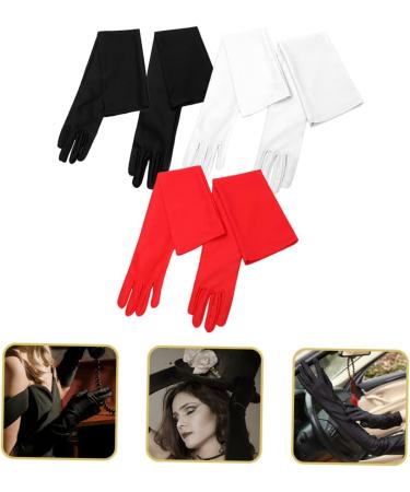 Beavorty 6 Pairs long gloves women costume bridal dance gloves elbow length gloves decorative gloves satin finger gloves mittens opera performance gloves spandex portable Miss clothing - Buy Online on GoSupps.com
