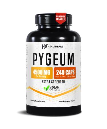Healthfare Pygeum Supplement 4500mg | 240 Vegan Capsules | Ultra Standardized Bark Extract | Herbal Supplement | Non-GMO & Gluten-Free | Made in The USA