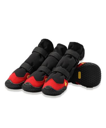 Dog shoes Paw protection 4 pieces of waterproof dog shoes with a non -slip sole and adjustable reflective Velcro fastener dog shoes for medium -sized dogs (red & black l) L red & black