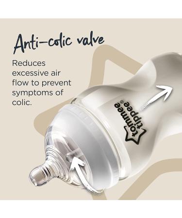 Tommee Tippee Closer to Nature Glass Baby Bottle - 250ml Slow Flow Breast-Like Teat with Anti-Colic Valve Colors May Vary - Buy Online Internationally - Buy Online on GoSupps.com