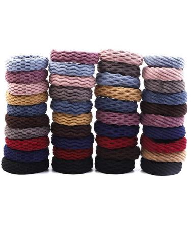 40pcs Hair Ties for Thick Hair, Hair Ties No Crease, Seamless Cotton Hair Bands for Women, Simply Hair Tie Ponytail Holders, Hair Ties for Thick Heavy or Curly Hair (Multicolor)