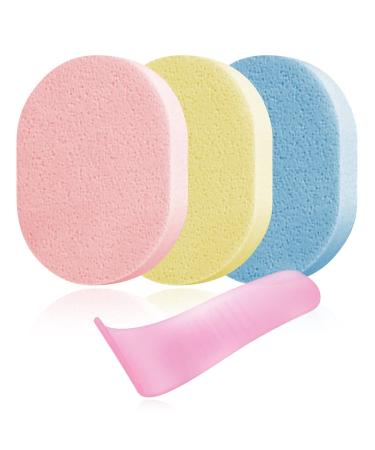 Hair Removal Aid Kit: 3 Body Sponges & Depilatory Cream Spatula - Gentle on Skin 100% PVA Material for Men & Women