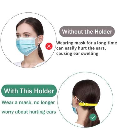 Genelion 5pcs Mask Extender Adjustable Anti-slip Mask Extension Hook Ear Protector Yellow Buckle Strap Ear Grip For Adults Kids - Buy Online on GoSupps.com