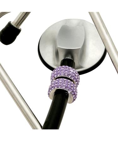 Bling Stethoscope Charms 4 Pack: Name Tags & Crystal Charms for Nurses, RTs, Vets - Violet Kiss Crystal (Silver/Purple/AB/Pink) - Buy Online on GoSupps.com