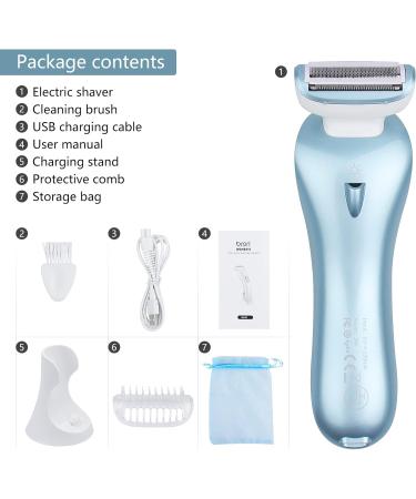 Women's Electric Shaver | Bikini Trimmer & Razor for Face, Legs, Underarms | Wet & Dry Rechargeable Lady Shaver - Blue/White - Buy Online on GoSupps.com