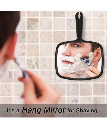 Naugust Hand Mirror - Salon Hairdresser Hand Held Mirror | Black Handheld Plain Mirror with Handle | 31x22cm Handheld Makeup Mirror for Hairdressing and Beauty - Buy Online on GoSupps.com