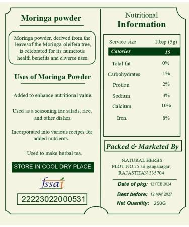 Organic Moringa Powder 100% Pure Leaf Powder USDA Organics Kosher Halal 100% Natural 8Oz (200g) - Buy Online on GoSupps.com