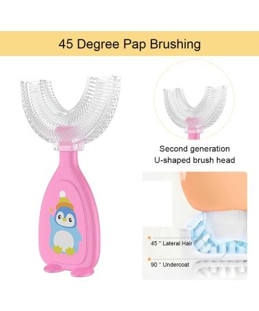 Children's U-Shaped Toothbrush - All-Round Manual Silicone Brush in Pink & Yellow | Ideal for Whole Mouth Cleaning - Buy Online on GoSupps.com