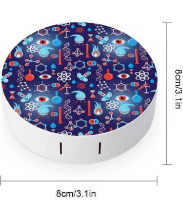 Beautiful Graphic Chemical Round Case For Contact Lens Kit Storage Box with Mirror Printed - Buy Online on GoSupps.com