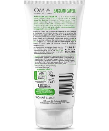  Omia Omia Eco Bio Hair Balm with Aloe Vera from Salento for Normal Hair Moisturizing and Balancing Conditioner for Frequent Washing Silicon i and SLES Free 3 Bottles of 180 ml - Buy Online on GoSupps.com