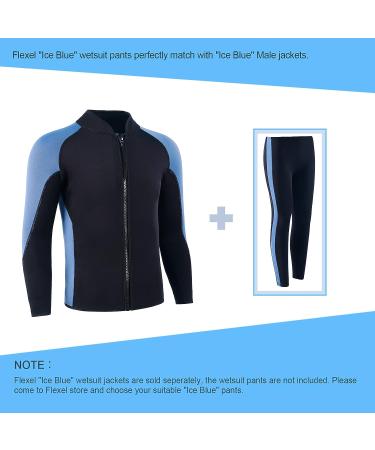 Flexel Neoprene Wetsuit Jacket Men | Windproof Thermal Wet Suit Top for Snorkeling, Scuba Diving, Kayaking | X-Large - Ice Blue - Buy Online on GoSupps.com