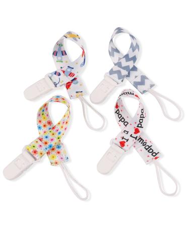 YiZYiF Baby Boys Girls 4 Pack Pacifier Strap - Multicolored Fabric Pacifier Chains with Clip for Secure Baby Soothing - Buy Online on GoSupps.com