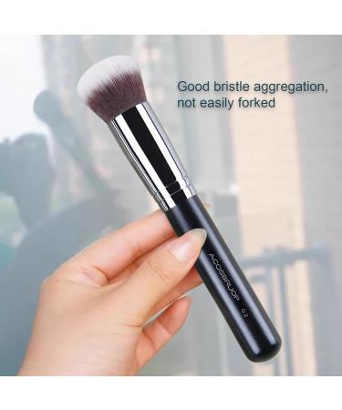 Round Top Kabuki Foundation Brush | Professional Grade Makeup Brush for Liquid & Mineral Powder | Best Blending Buffing & Stippling Tool - Black - Buy Online on GoSupps.com