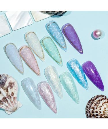 Mizhse Gel Nail Polish Set - 6 Pearl Effect Colors | White Shimmer UV Gel | 10ml UV/LED Soak Off Nail Polish - Buy Online on GoSupps.com