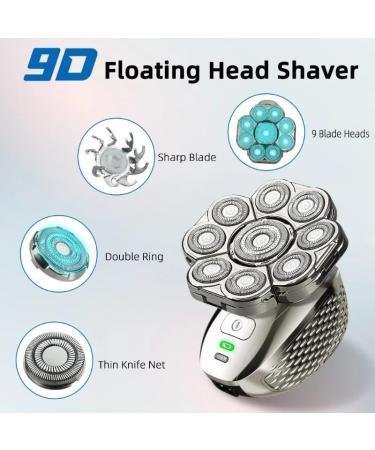 6 in 1 Head Shaver for Men - Upgraded 4D Bald Head Shaver with 9 Floating Heads Rechargeable & Waterproof for Ultimate Grooming - Buy Online on GoSupps.com