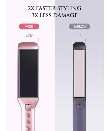 LANDOT Ceramic Flat Iron Hair Straightener - 1.75" Professional Flat Iron for All Hair Types | Adjustable Temp 250 -450 | Dual Voltage Fast Heating - Buy Online on GoSupps.com