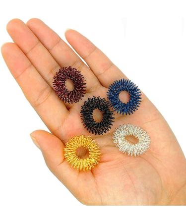 Ultnice 5-Piece Spiky Sensory Finger Rings - Acupressure Massager & Fidget Toys for Pain Relief (Gold Silver Black Blue Red) | International Shipping - Buy Online on GoSupps.com