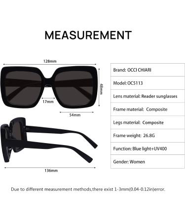OCCI CHIARI Oversized Reader Sunglasses for Women - Black Reading Glasses 1.0 to 3.5 - Stylish & Comfortable - Shop Internationally - Buy Online on GoSupps.com
