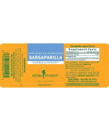Herb Pharm Sarsaparilla Liquid Extract 1oz - Cleansing & Detoxification Support - Buy Online on GoSupps.com