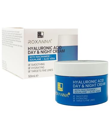 Roxanna Hyaluronic Acid Face Cream 50ml - Skincare Moisturizer for Women with Squalane Niacinamide Coconut Aloe Vera - Best - Repair Night and Day Cream - Vegan Anti Ageing Care