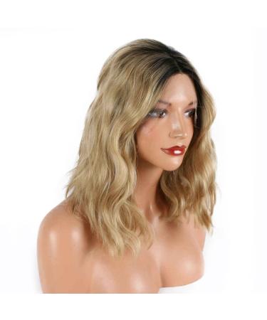 Yinuozhogntian 14" Ombre Blonde Short Bob Wig - Heat Resistant Synthetic Lace Front for Women & Drag Queens - Buy Online on GoSupps.com