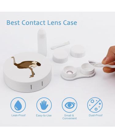 Ostrich Round Case For Contact Lens Kit Storage Box with Mirror Printed - Buy Online on GoSupps.com