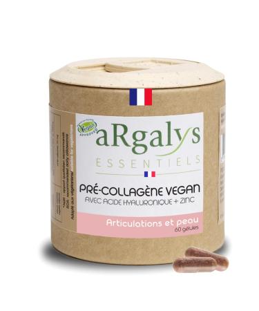 Collagen + 100% Vegetable Hyaluronic Acid | Natural Vitamin C & Plant Extracts | Skin Hydration + Protects Bones and Joints | 60 Capsules | Made in France - Argalys Essentiels