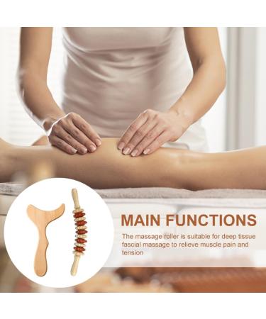 2PCs Anti Cellulite Wood Massage Tool Set | Gua Sha & Lymphatic Drainage Kit for Muscle Relaxation - Buy Online on GoSupps.com
