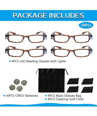 Buy LED Reading Glasses with Lights - +250 Magnifier Eyeglasses for Clear Vision | International Shipping Available - Buy Online on GoSupps.com