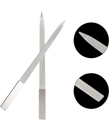 AOVNA 3 Pieces Diamond Nail File Stainless Steel Buffer Fingernails Toenails Manicure Files Double Side Long Handle Nail File 3 Sizes - Buy Online on GoSupps.com