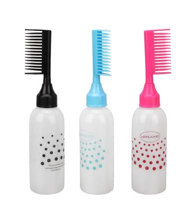 Yosoo Salon Hair Dyeing Comb Applicator Bottle Clear Scale Ergonomic Design Plastic Hair Coloring Bottle for Hair Dye Shampoo 3pcs Bottle Salon Applicator Bottles